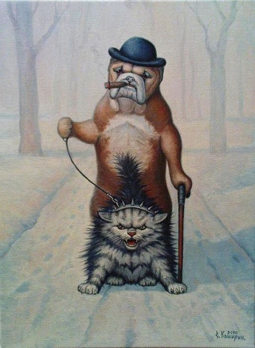 Кошки в живописи художника Каширина