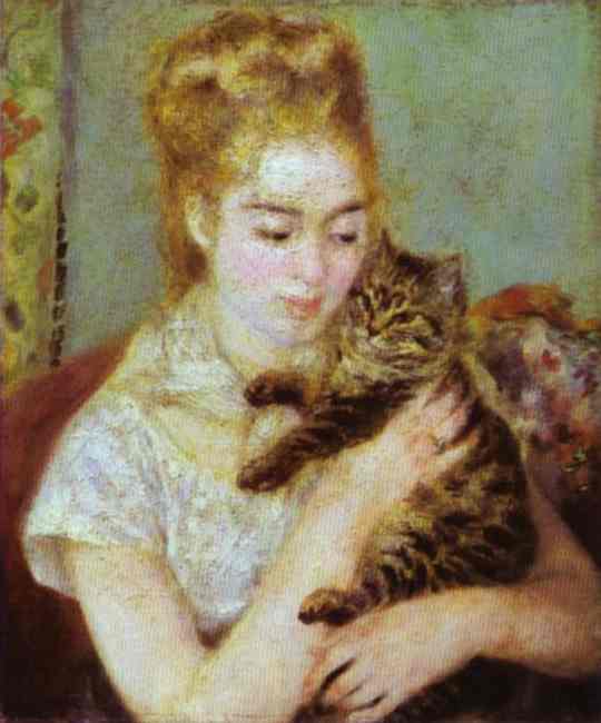 О. Ренуар «Женщина с кошкой».